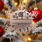 Personalized Family Name Laser Engraved Stainless Steel Snowflake Tree Ornament Santa's Mail
