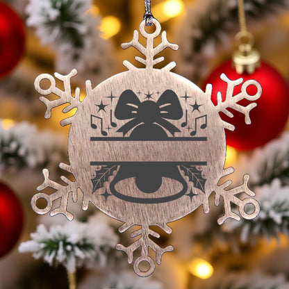 Personalized Snowflake Tree Ornament Christmas Bell Family Name Laser Engraved Stainless Steel - Mallard Moon