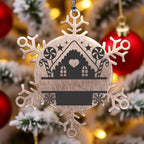 Personalized Snowflake Tree Ornament Family Name Laser Engraved Stainless Steel Gingerbread House
