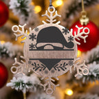 Personalized Santa Claus Family Name Laser Engraved Stainless Steel Snowflake Tree Ornament