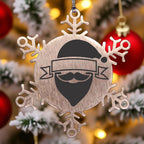 Personalized Family Name Santa Claus Laser Engraved Stainless Steel Snowflake Tree Ornament