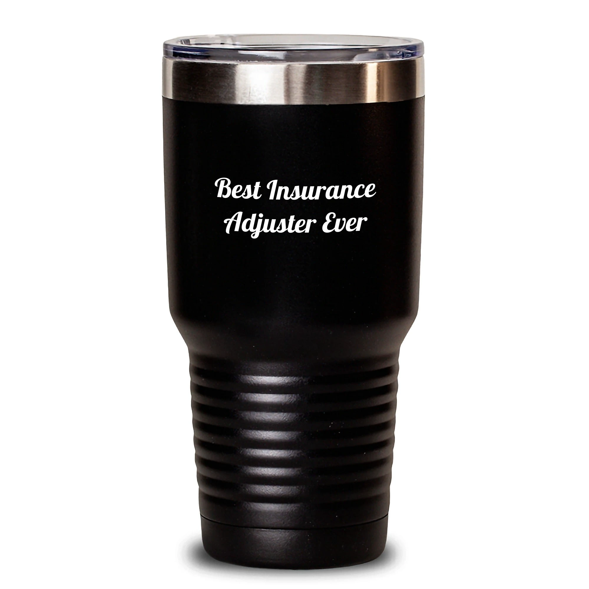 Funny Insurance Adjuster Gifts for Men from Friends, 'Best Insurance Adjuster Ever', Black 20oz Tumbler for Hot Cold Drinks, Christmas Unique Gifts