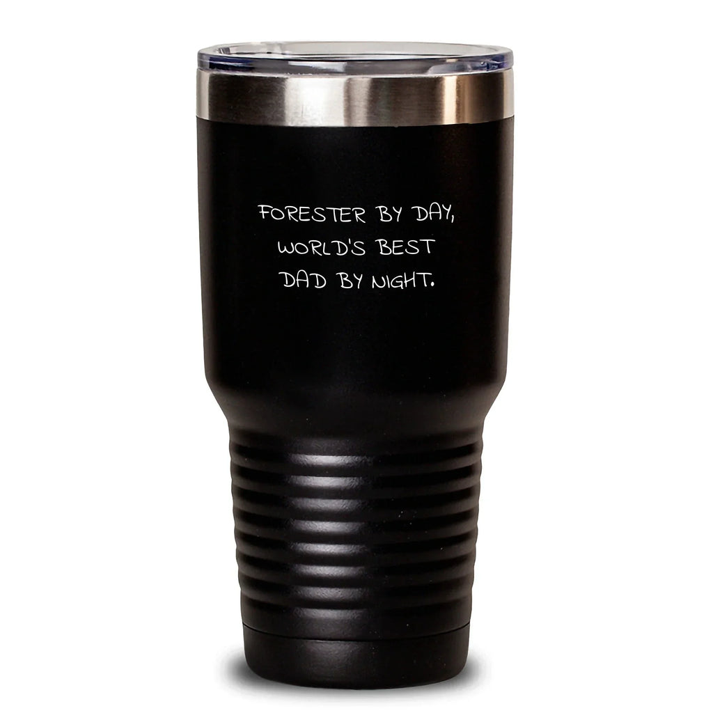 Funny Forester Gifts for Men, Forester by Day, World's Best Dad by Night Insulated Tumbler, Christmas Unique Gifts from Friends and Family