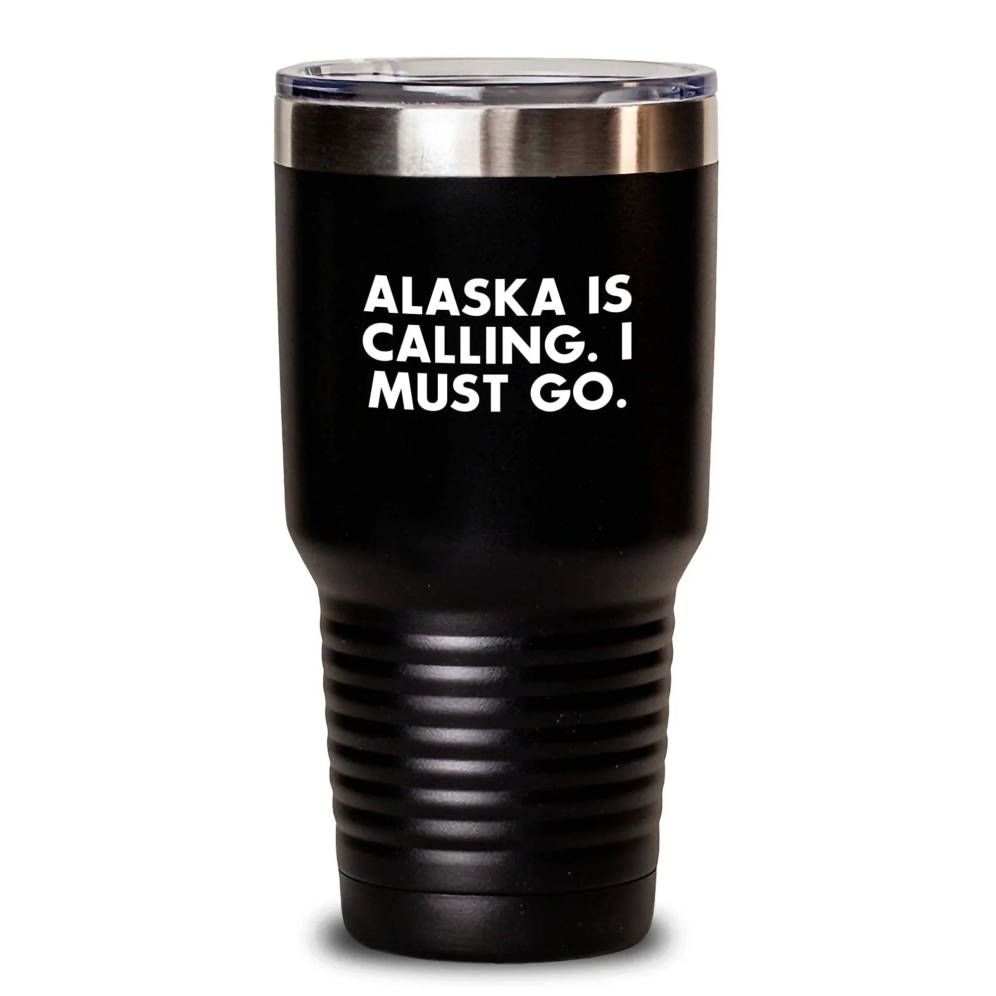 Alaska Gifts from Friends - Funny 'Alaska Is Calling. I Must Go.' Tumbler for Birthday, 20oz or 30oz, Vacuum Insulated, Stainless Steel, Gifts for Men, Women, or Family