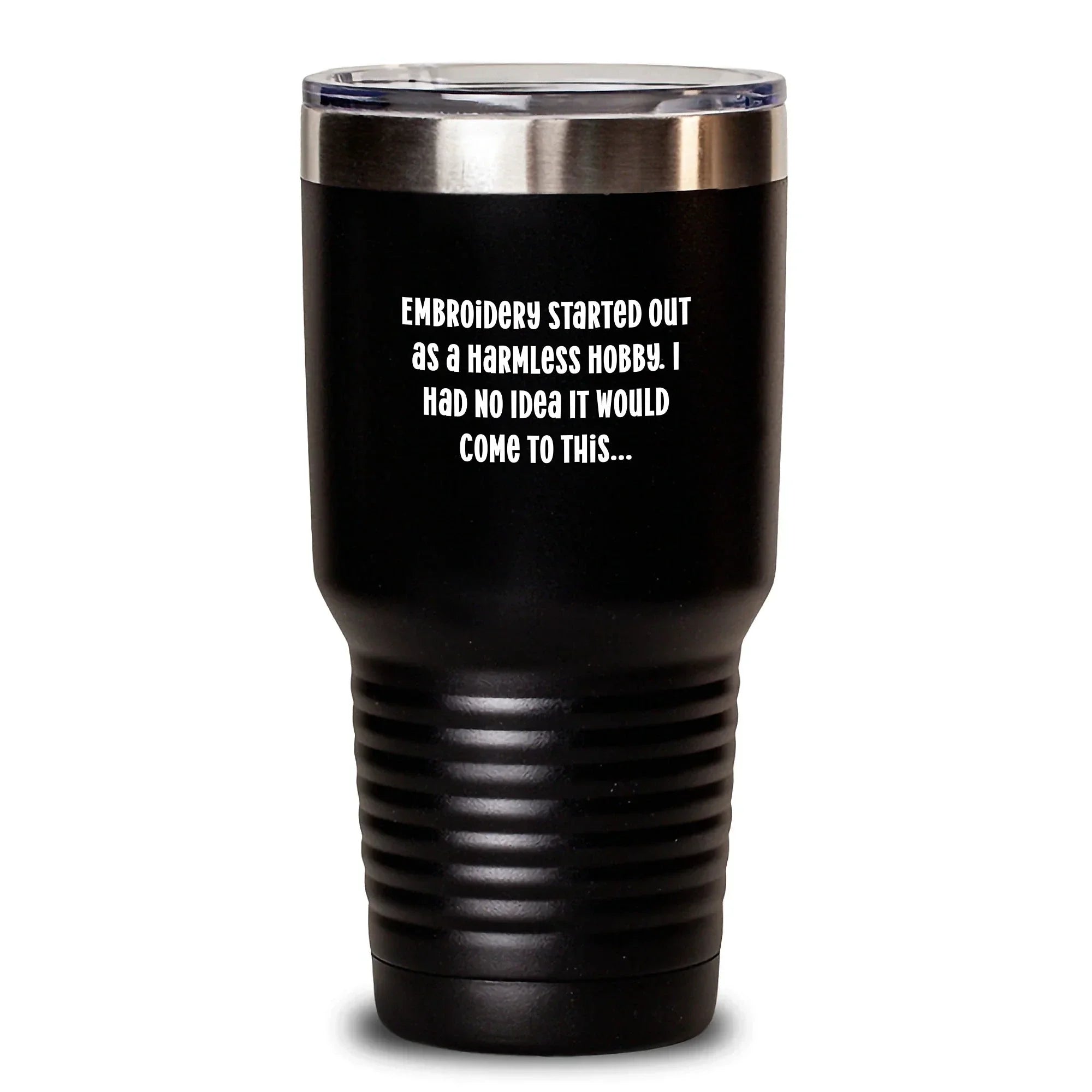 Funny Embroidery Gifts for Friends and Family - Christmas Unique Tumblers with 'Embroidery Started Out As A Harmless Hobby...'
