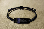 Grandson Braided Leather Rope Bracelet, Remember, You Will Never Lose, You Will Either Win or Learn, Black Leather Engraved Bracelet for your Grandson, Birthday, Christmas Gifts Ideas