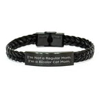 Bicolor Cat Lover Funny Interlaced Leather Bracelet, I'm Not A Regular Mom. I'm A Bicolor Cat Mom Unique Birthday Christmas Mother's Day Gift