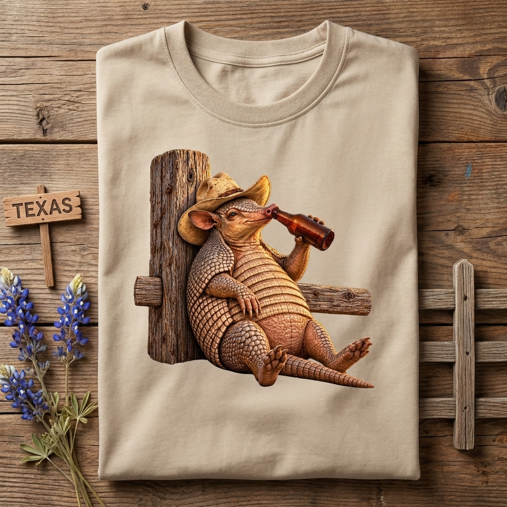 Funny Armadillo T Shirt, Cowboy Armadillo Shirt, Texas Beer Shirt, Western Graphic Tee, Funny Texas Gift, Country Humor Tee