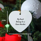 Game Warden Heart Ornament, 'My Heart Belongs To A Game Warden', Funny Quote, Gifts for Game Wardens, Christmas Unique Gifts from Friends to Family