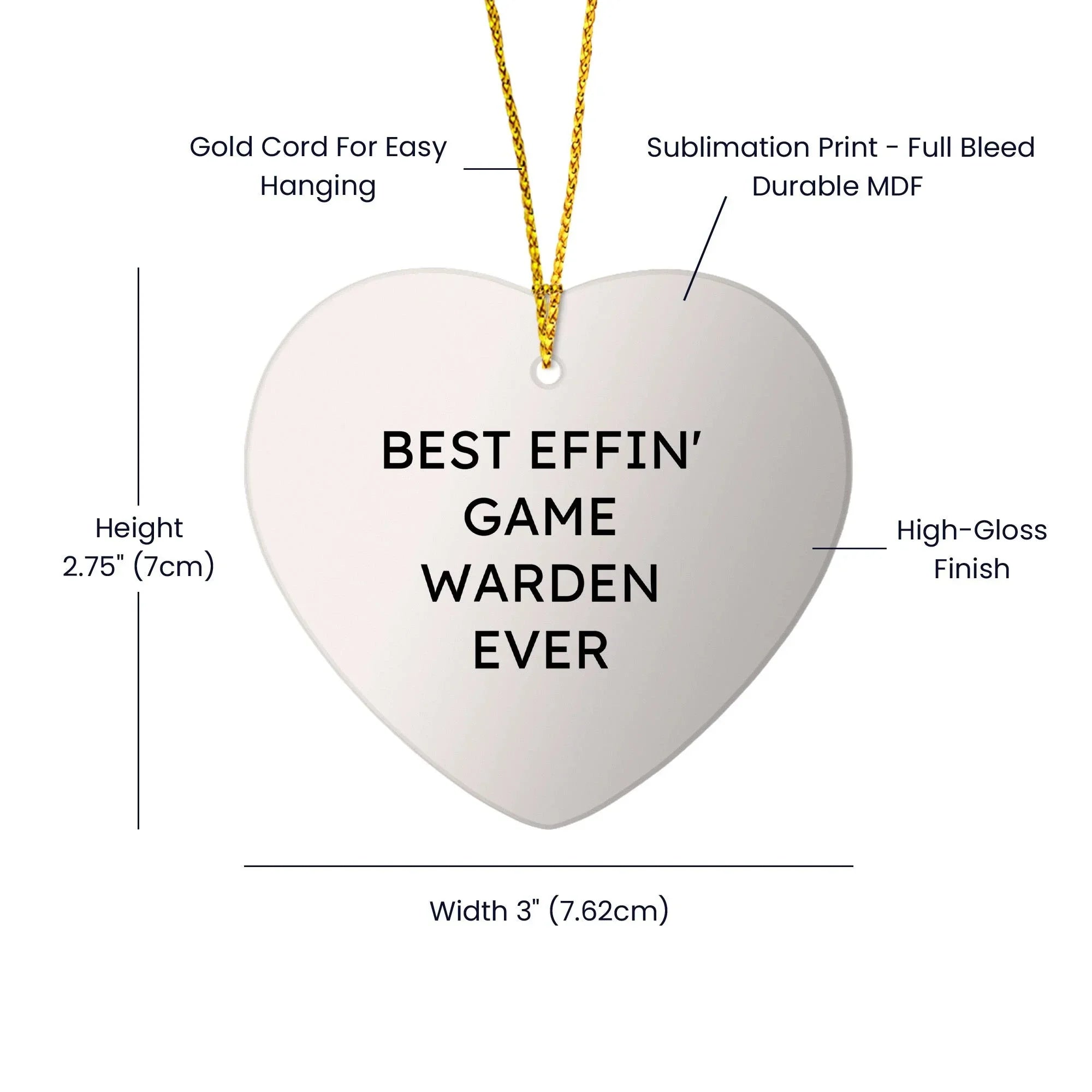 Funny Game Warden Gifts - Best Effin' Game Warden Ever Heart Ornament for Christmas Unique Gifts