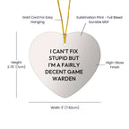 Funny Game Warden Heart Ornament Gifts from Men to Game Wardens for Christmas Unique Presents