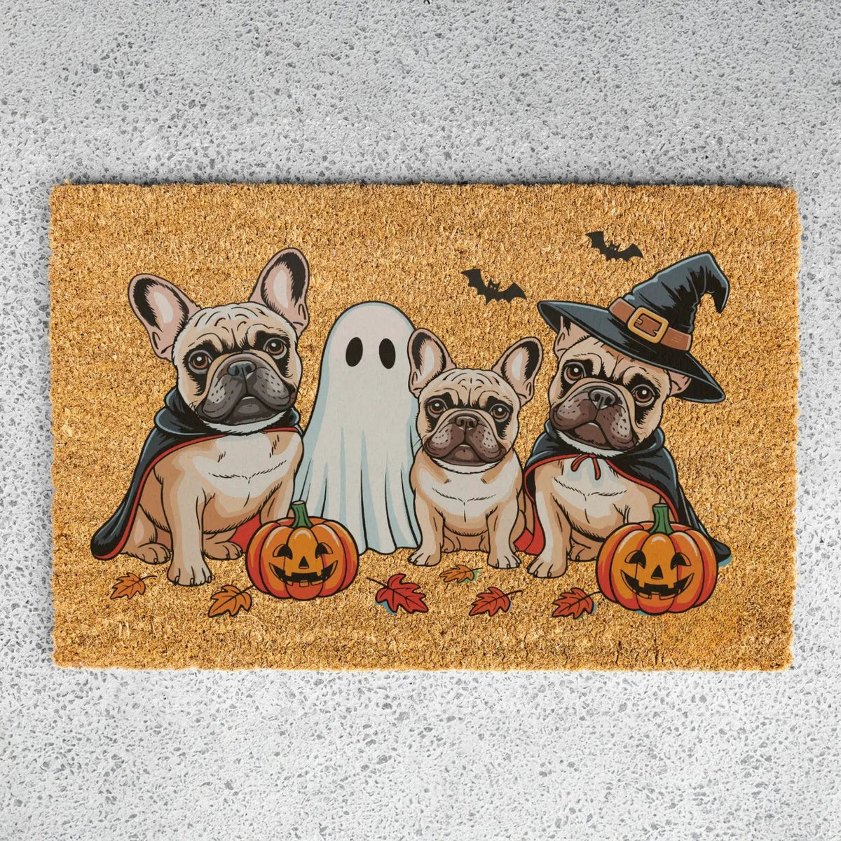 French Bulldog Halloween Doormat, Frenchie Coir Door UV Printed Mat, Cute Halloween Dog Welcome Mat, Spooky French Bulldog Porch Decor, Dog Lover Gift