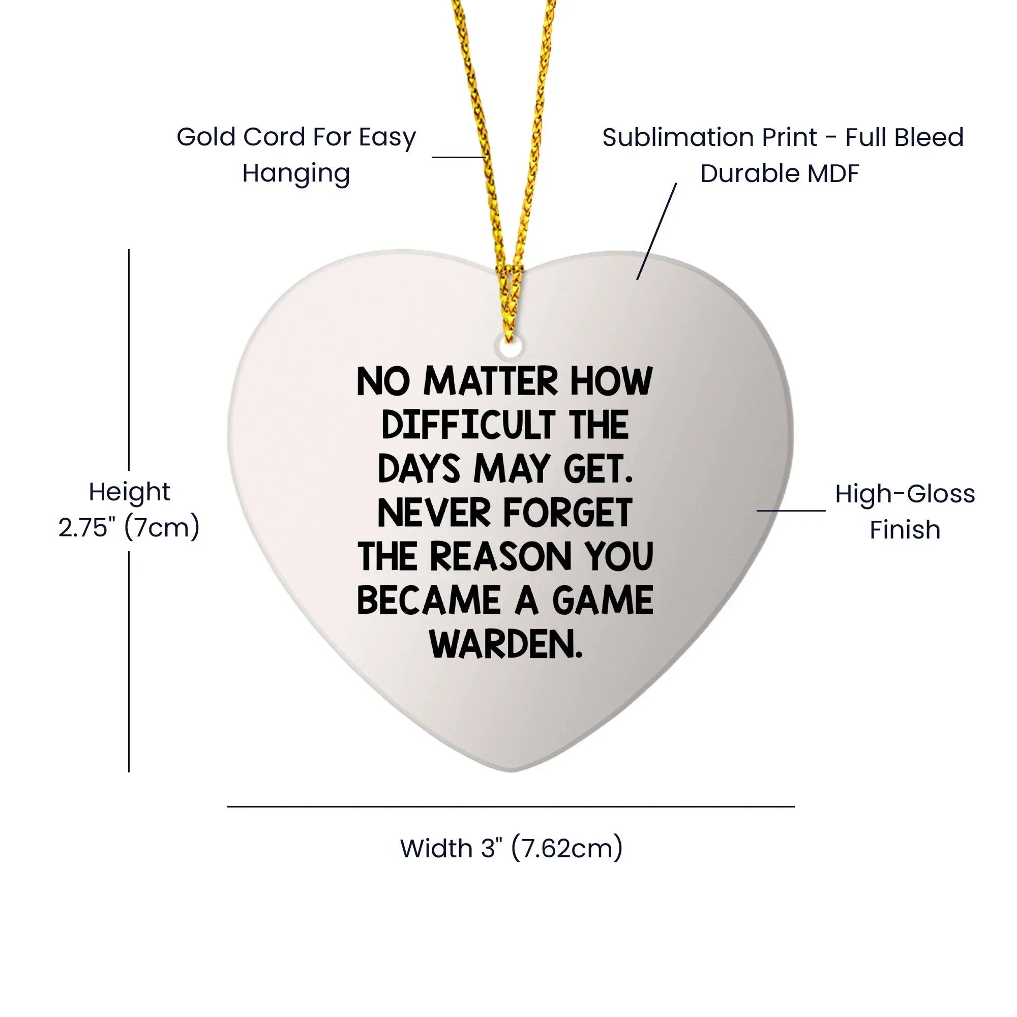 Funny Game Warden Gifts from Friends, Christmas Unique Gifts for Game Wardens, Heart Ornament with Inspirational Quote