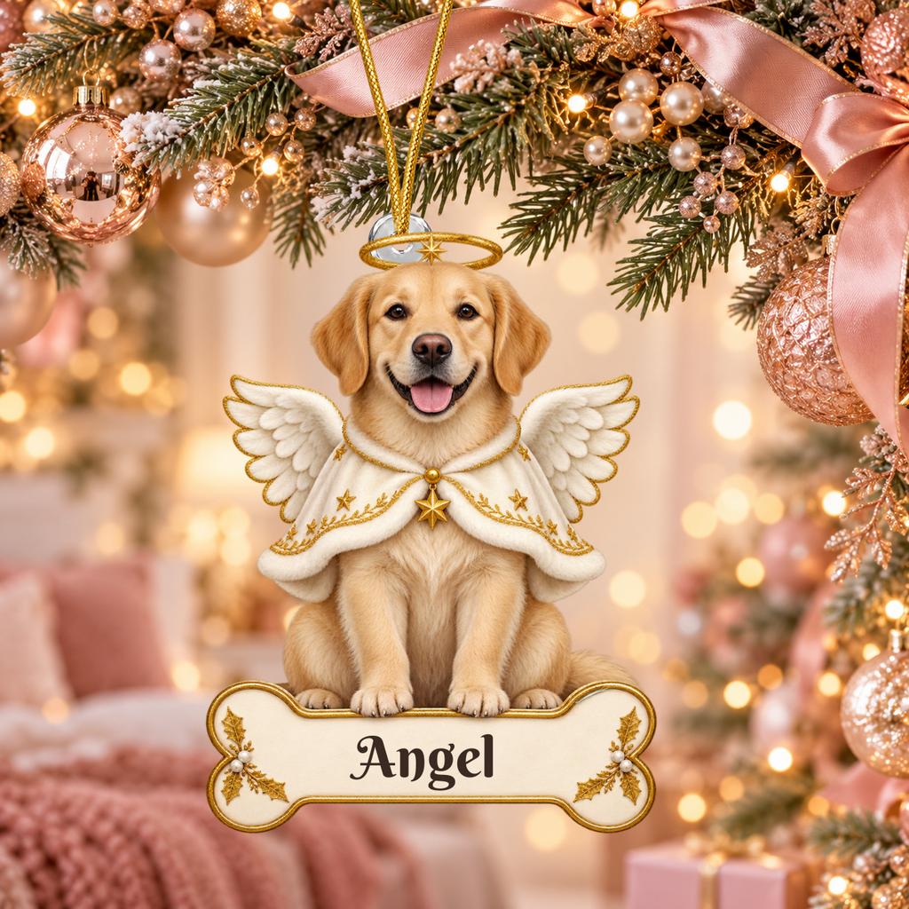 Personalized Angel Dog Christmas Ornament from Photo, Custom Pet Memorial Ornament, Dog Angel Wings Acrylic Cutout, Pet Remembrance Gift