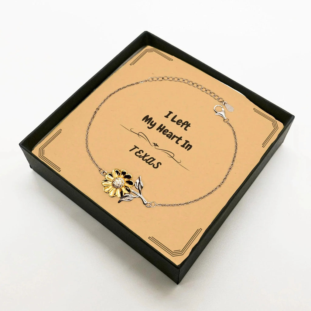 I Left My Heart In Texas Gifts, Meaningful Texas State for Friends, Men, Women. Sunflower Bracelet for Texas People