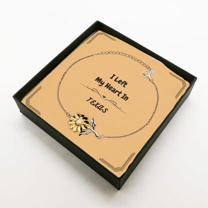 I Left My Heart In Texas Gifts, Meaningful Texas State for Friends, Men, Women. Sunflower Bracelet for Texas People - Mallard Moon Gift Shop