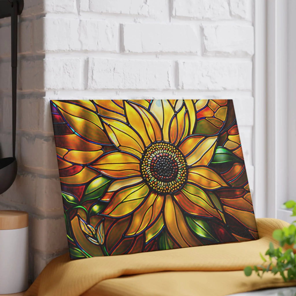 Vibrant Sunflower Glass Cutting Board, Kitchen Decor, Gift for Home Chefs, Unique Kitchen Accessories, Summer Gathering Decoration