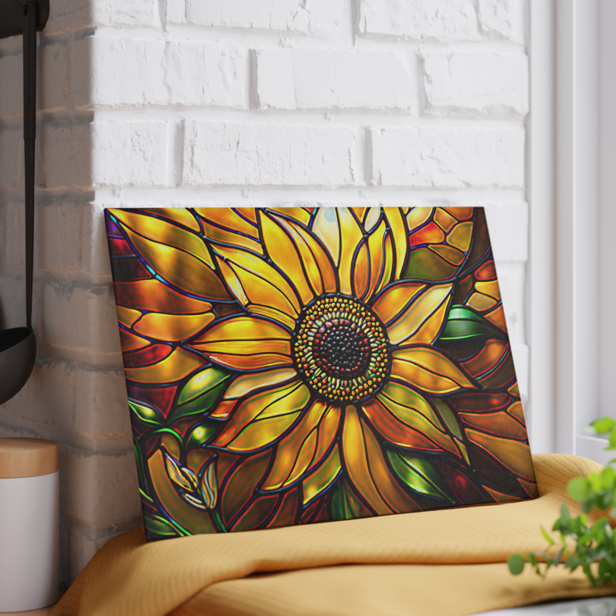 Vibrant Sunflower Glass Cutting Board, Kitchen Decor, Gift for Home Chefs, Unique Kitchen Accessories, Summer Gathering Decoration - Mallard Moon