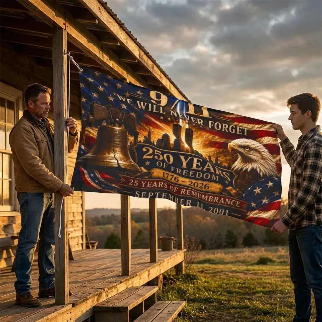 We Will Never Forget 9/11 Remembrance Flag – 25th Anniversary September 11 Patriotic American House Flag