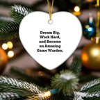 Game Warden Heart Ornament, Dream Big, Work Hard, and Become an Amazing Gift for Christmas