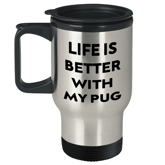 Pug Dog Travel Mug Gifts from Men to Pug Dog Lovers Mother's Day Unique Gifts