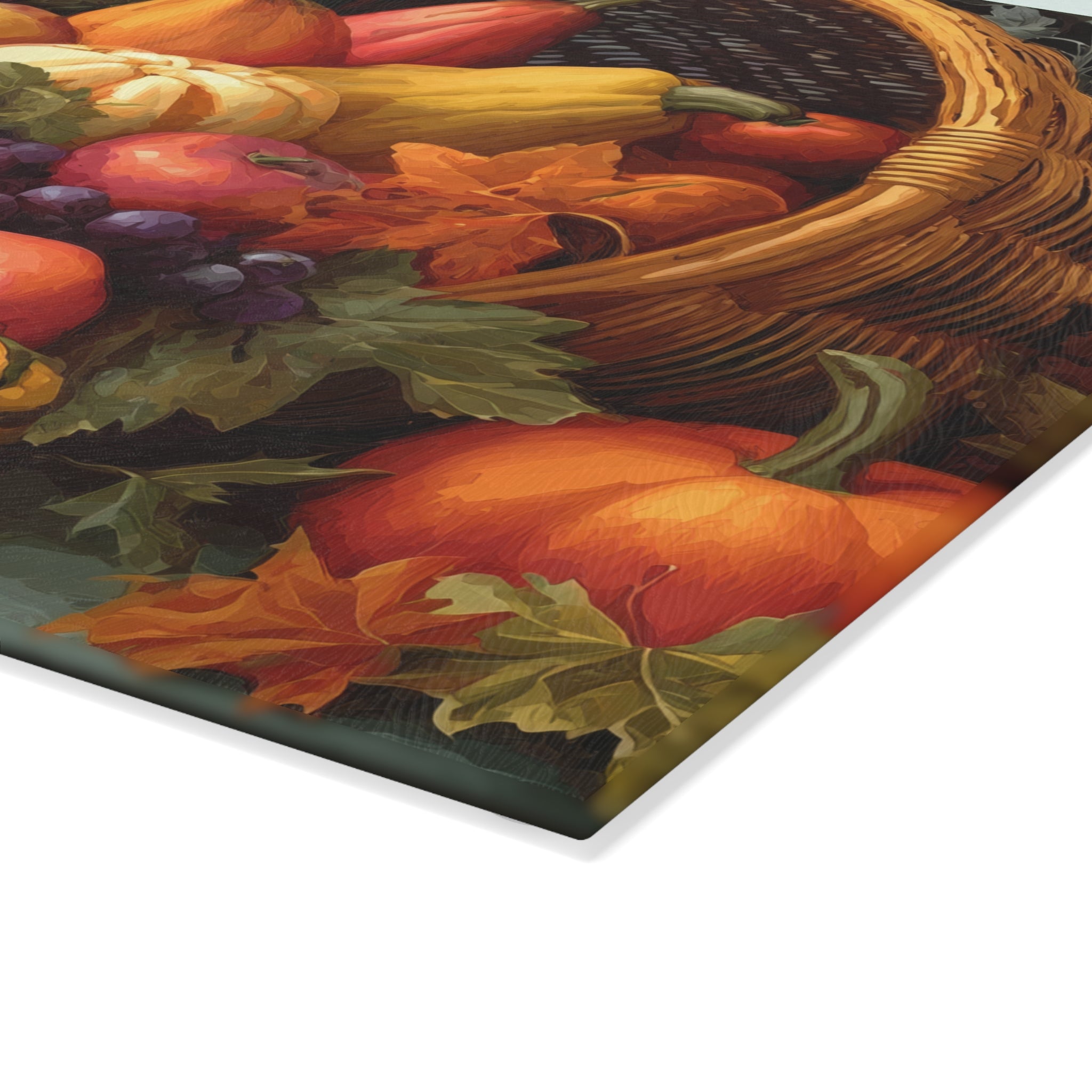 Glass Cutting Board - Fall Cornucopia Harvest Kitchen Decor