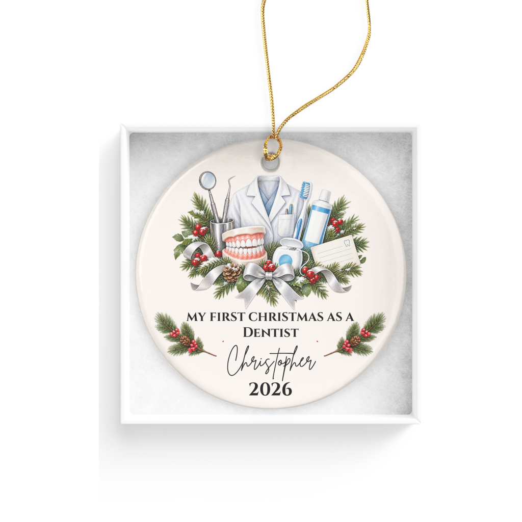 Personalized Dentist Christmas Ornament, First Christmas as a Dentist, Dental School Graduation Gift, Custom Dentist Name Ornament
