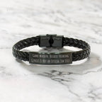 Game Warden Gifts from Friends, Funny 'Freaking genius' Interlaced Leather Bracel, Graduation Unique Gifts for Him