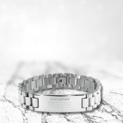Nephew Gifts, To My Nephew Remember, you will never lose. You will either WIN or LEARN, Keepsake Ladder Stainless Steel Bracelet For Nephew Engraved, Birthday Christmas Gifts Ideas For Nephew X-mas Gifts - Mallard Moon Gift Shop