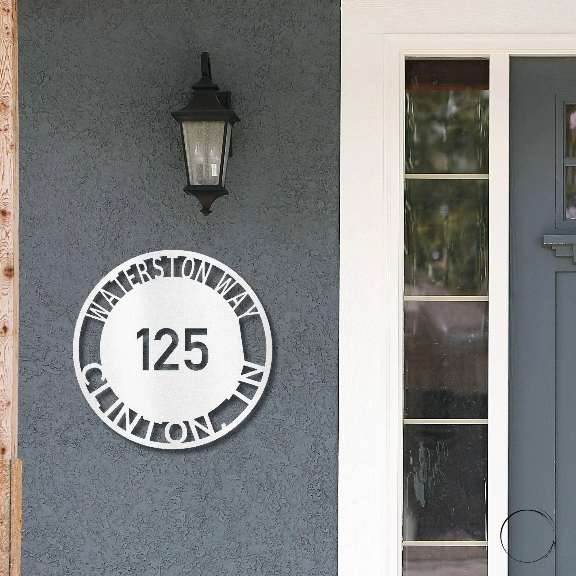 Bold Circle Address Personalized Front Door, Porch, Patio Steel Wall Sign Metal Art