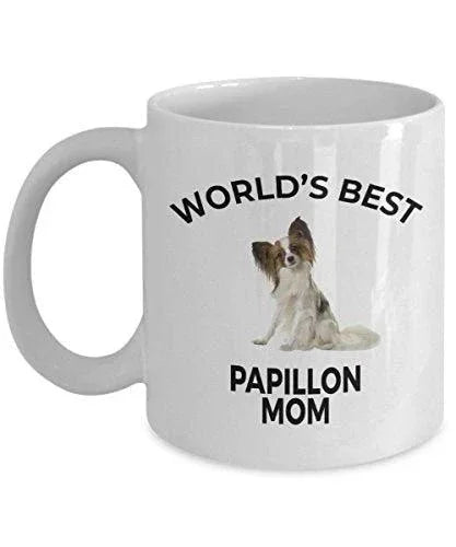 Spring Pet Products Papillon Dog Lover Gift World's Best Mom Birthday Mother's Day Present White Ceramic Coffee Mug