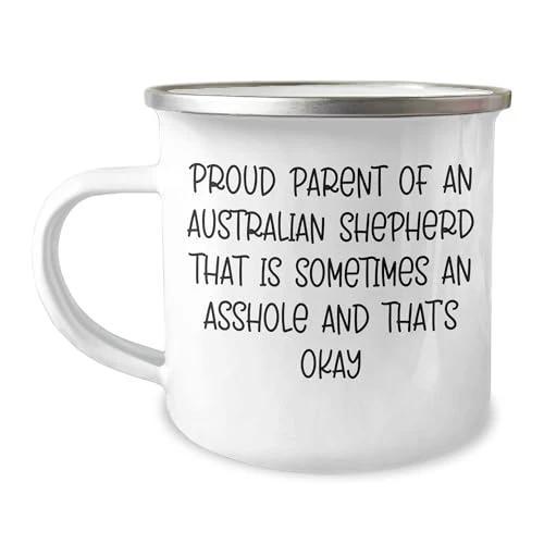 Spring Pet Products Proud Australian Shepherd Dog Dad Unfiltered Graduation Camping Mug, Gifts from Men to Australian Shepherd Dog Friends, 12 oz Stainless Steel with Enamel Finish