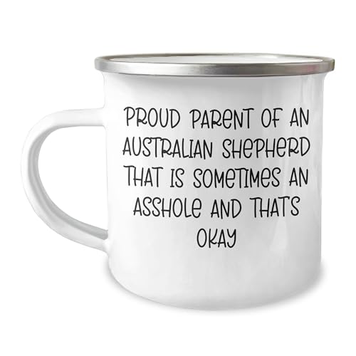 Spring Pet Products Proud Australian Shepherd Dog Dad Unfiltered Graduation Camping Mug, Gifts from Men to Australian Shepherd Dog Friends, 12 oz Stainless Steel with Enamel Finish