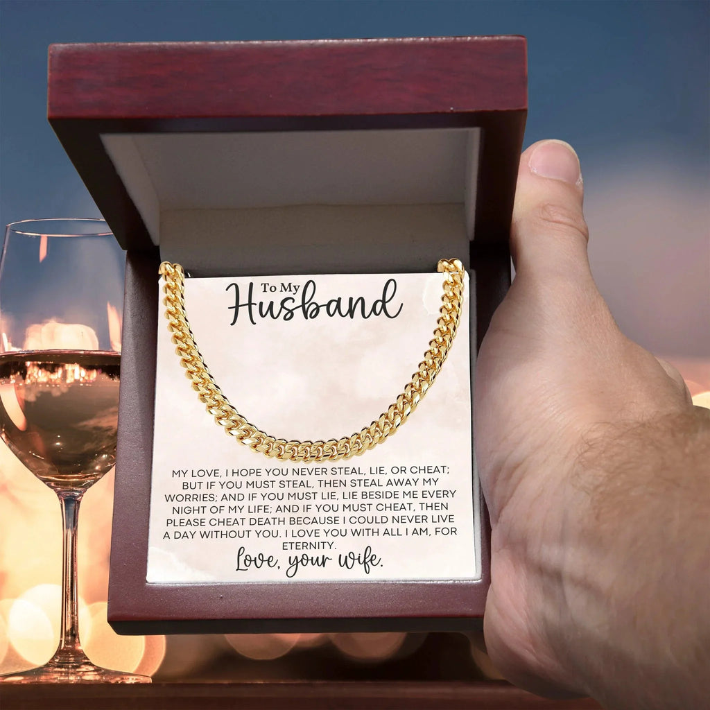 To My Husband Love for all Eternity - Cuban Link Chain Necklace