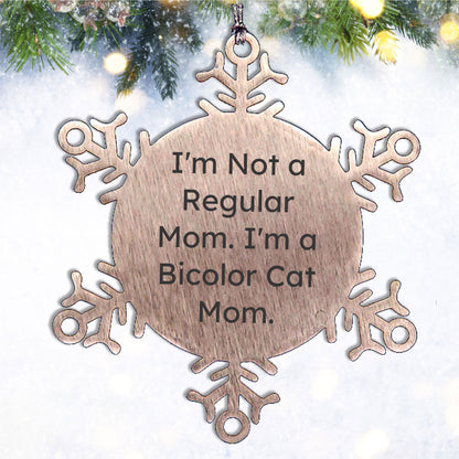 Bicolor Cat Mom Snowflake Ornament, Funny Gift for Men and Women, Unique Christmas Memorable Presents