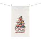 Christmas Calories Don't Count Tea Towel – Festive Cupcake Holiday Kitchen Towel