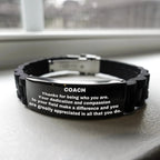 Coach Black Glidelock Clasp Engraved Bracelet - Thanks for being who you are - Birthday Christmas Jewelry Gifts Coworkers Colleague Boss