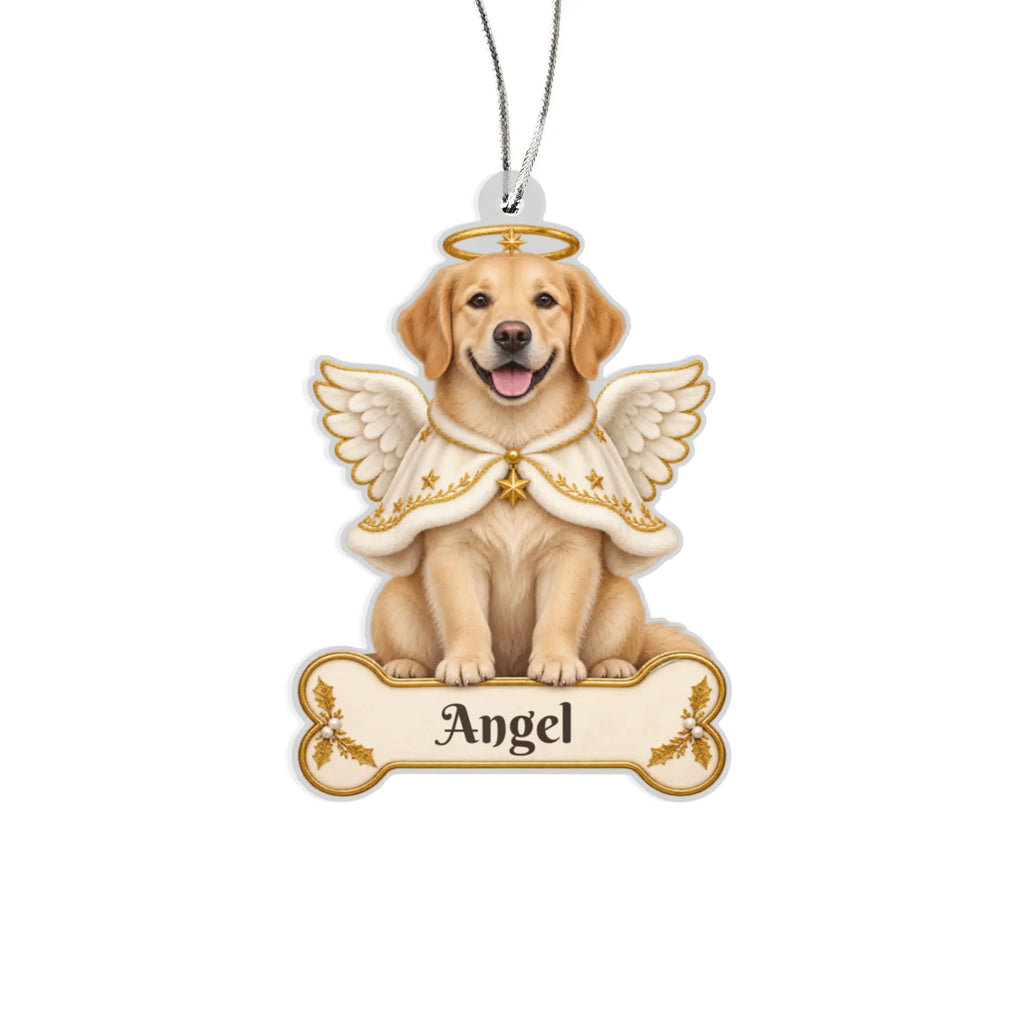 Personalized Angel Dog Christmas Ornament from Photo, Custom Pet Memorial Ornament, Dog Angel Wings Acrylic Cutout, Pet Remembrance Gift