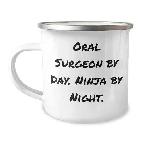 Spring Pet Products Oral Surgeon Gifts: Funny Christmas Memorable Presents for Oral Surgeon by Day Ninja by Night Enthusiast 12oz Stainless Steel Camping Mug