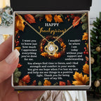 Happy Thanksgiving Love Knot Necklace Gift | Appreciation Message Card for Someone Special | Heartfelt Fall Holiday Jewelry Gift