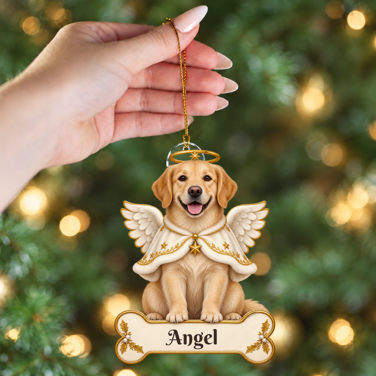 Personalized Angel Dog Christmas Ornament from Photo, Custom Pet Memorial Ornament, Dog Angel Wings Acrylic Cutout, Pet Remembrance Gift