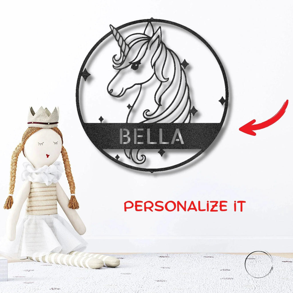 Unicorn Custom Name Metal Art Wall Sign