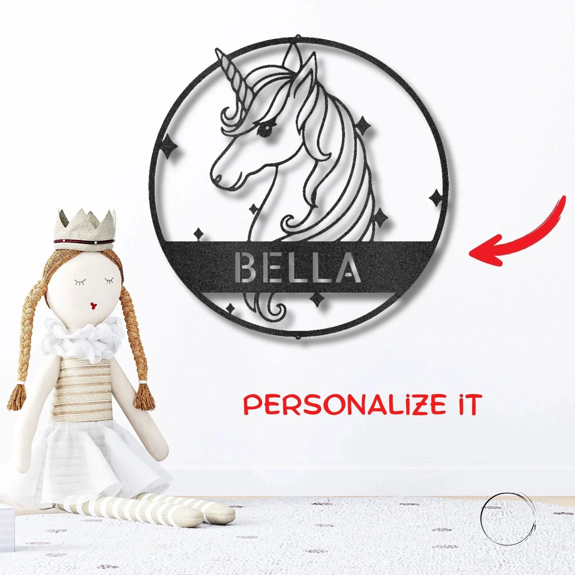 Unicorn Custom Name Metal Art Wall Sign