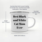 Funny Black and White Cat Mom Gifts from Friends for Mother's Day Unique Camping Mug