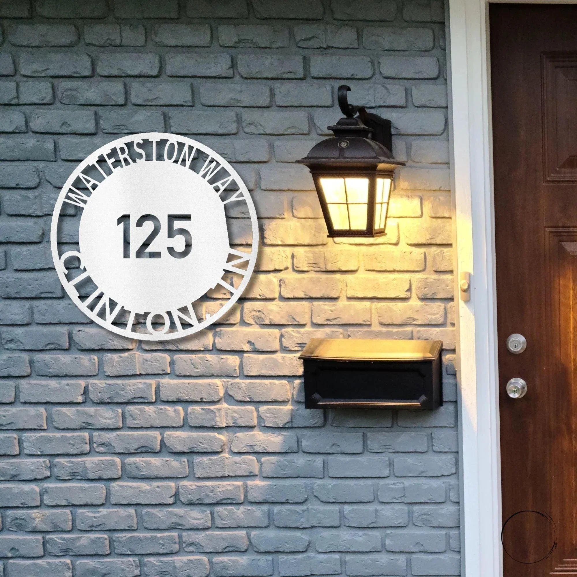 Bold Circle Address Personalized Front Door, Porch, Patio Steel Wall Sign Metal Art