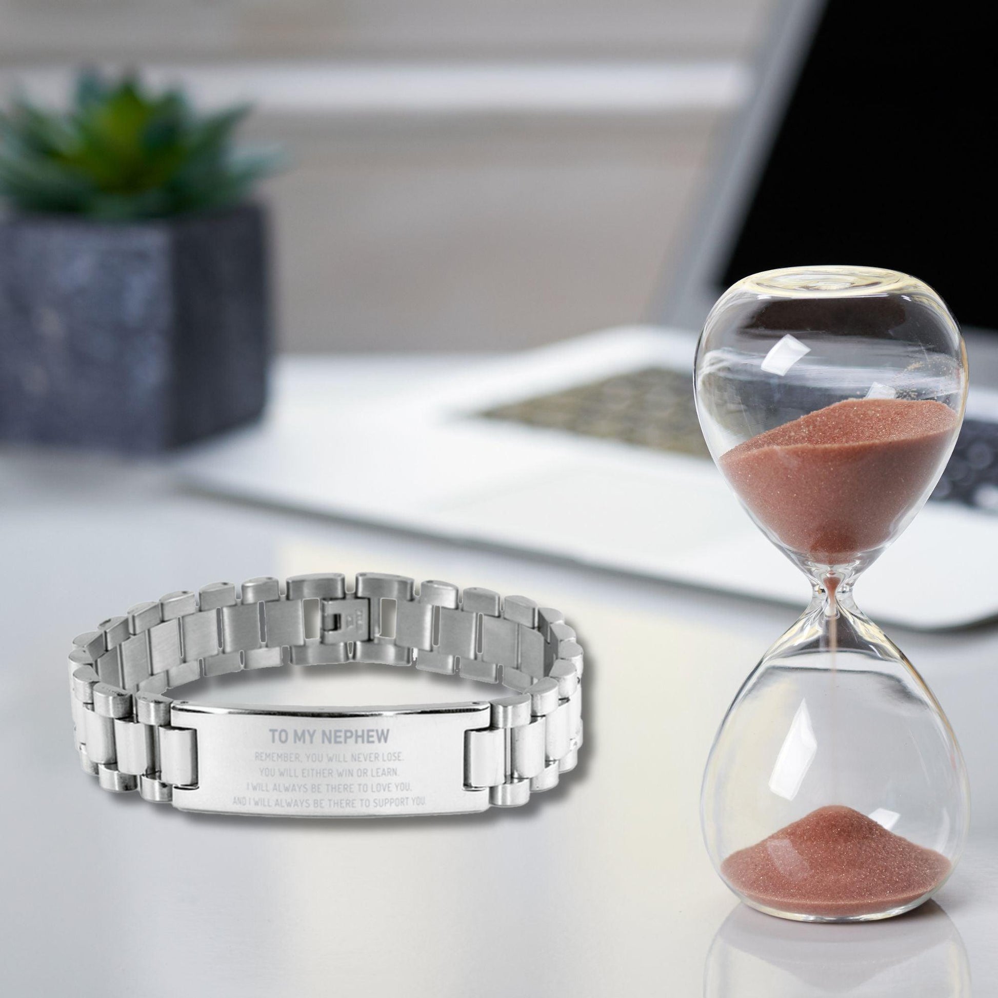 Nephew Gifts, To My Nephew Remember, you will never lose. You will either WIN or LEARN, Keepsake Ladder Stainless Steel Bracelet For Nephew Engraved, Birthday Christmas Gifts Ideas For Nephew X-mas Gifts - Mallard Moon Gift Shop