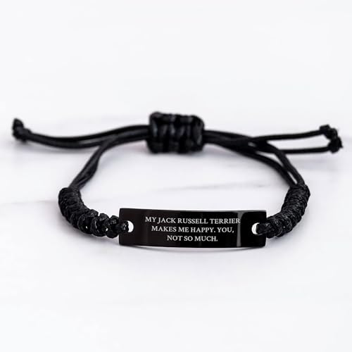 Spring Pet Products My Jack Russell Terrier Makes Me Happy, Funny Jack Russell Terrier Dog Gifts, Christmas Unique Rope Bracelets from Men to Friends, Engraved with Quirky Quote - Mallard Moon Gift Shop