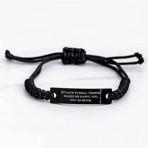 Spring Pet Products My Jack Russell Terrier Makes Me Happy, Funny Jack Russell Terrier Dog Gifts, Christmas Unique Rope Bracelets from Men to Friends, Engraved with Quirky Quote