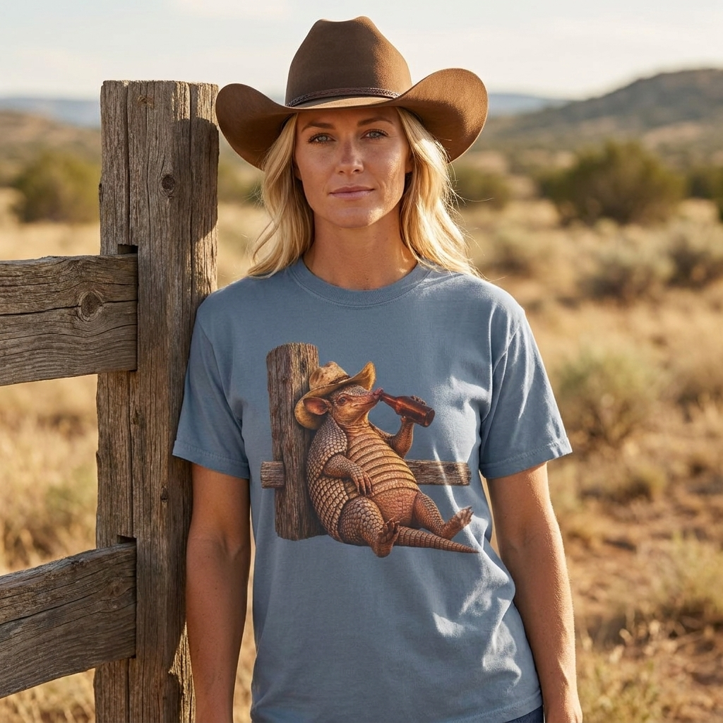 Funny Armadillo T Shirt, Cowboy Armadillo Shirt, Texas Beer Shirt, Western Graphic Tee, Funny Texas Gift, Country Humor Tee