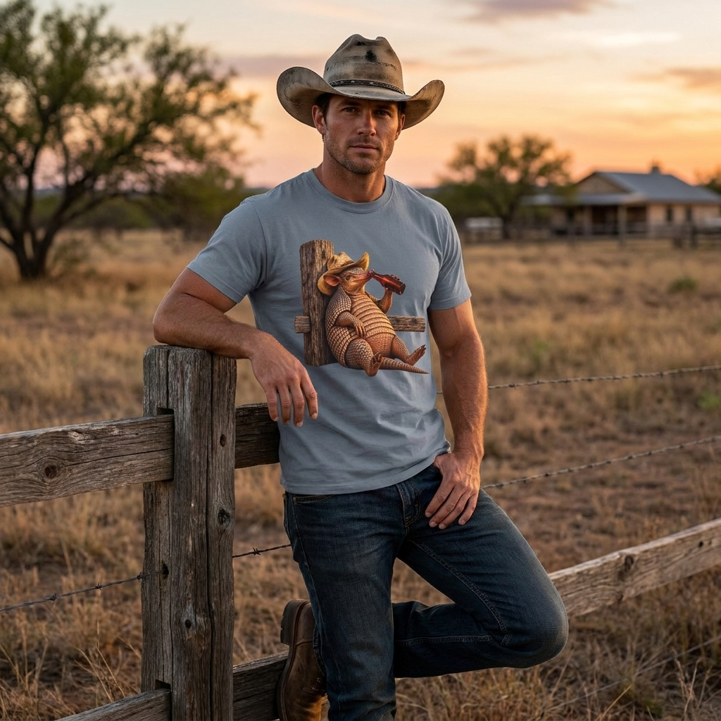 Funny Armadillo T Shirt, Cowboy Armadillo Shirt, Texas Beer Shirt, Western Graphic Tee, Funny Texas Gift, Country Humor Tee